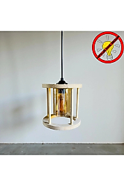 daire camlı ahşap avize