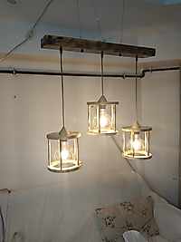 ahşap 3 lü silindir sarkıt avize