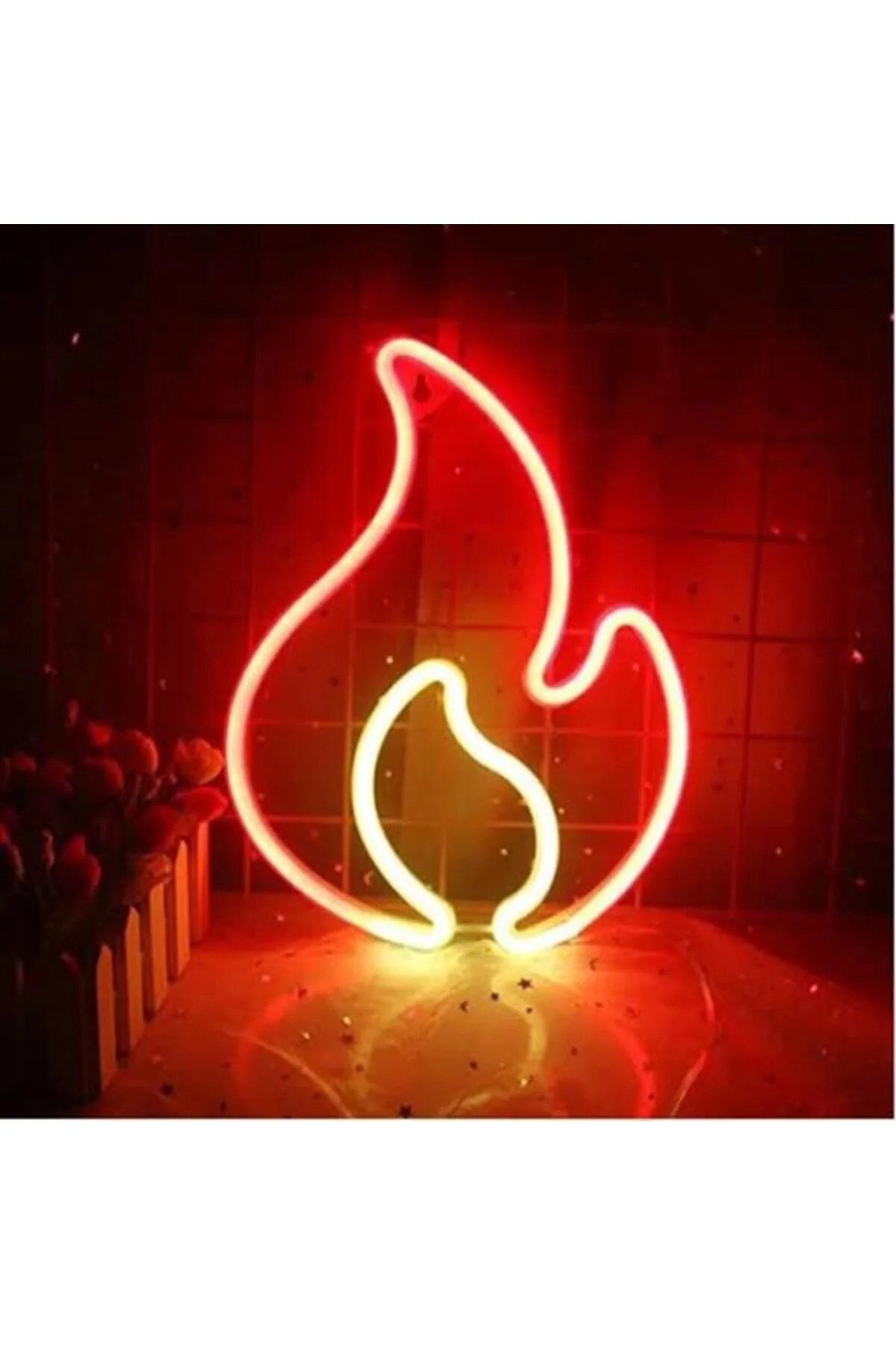 Duvara Asmalı Neon Alev Led