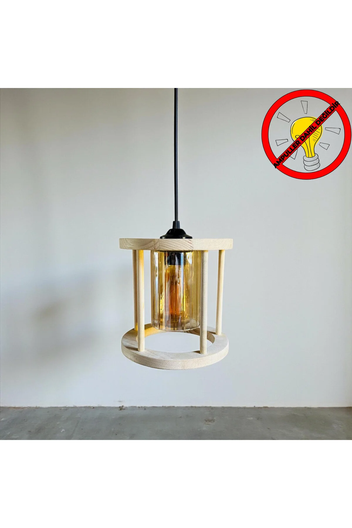 daire camlı ahşap avize